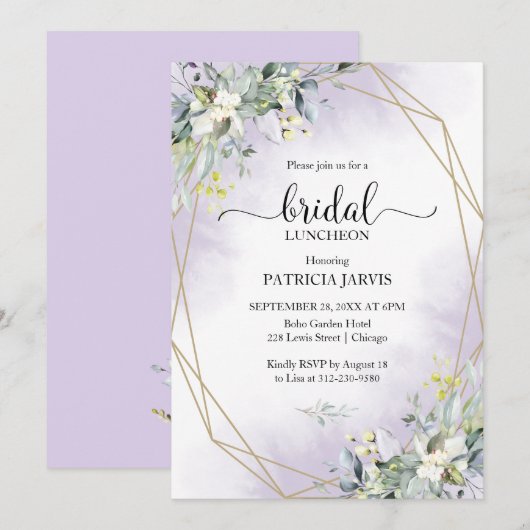 Eucalyptus Greenery Geometric Bridal Luncheon Kaart (Voorkant / Achterkant)