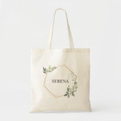 Eucalyptus Greenery Geometric Bridesmaid Name Tote Bag (Voorkant)