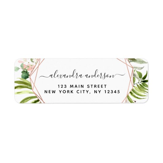 Eucalyptus Greenery Geometric Elegant Wedding Etiket (Voorkant)