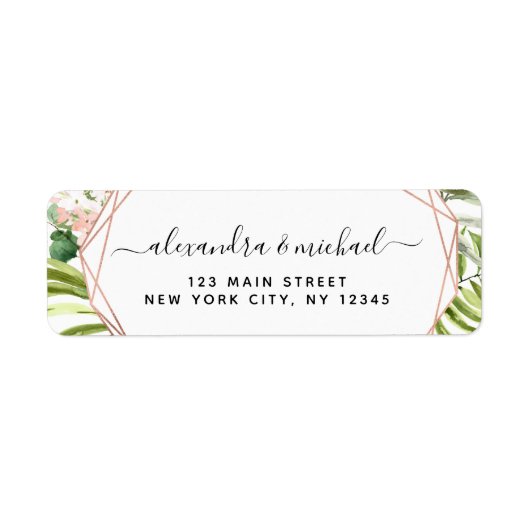 Eucalyptus Greenery Geometric Elegant Wedding Etiket (Voorkant)