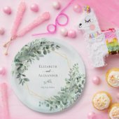 Eucalyptus Greenery Geometric Elegant Wedding Papieren Bordje (Feest)