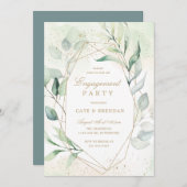 Eucalyptus Greenery Geometric Engagement Party Kaart (Voorkant / Achterkant)