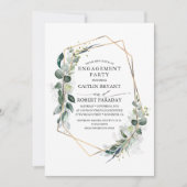 Eucalyptus Greenery Geometric Engagement Party Kaart (Voorkant)