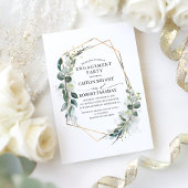 Eucalyptus Greenery Geometric Engagement Party Kaart