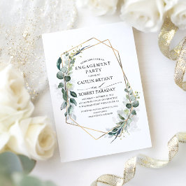 Eucalyptus Greenery Geometric Engagement Party Kaart
