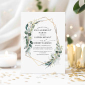 Eucalyptus Greenery Geometric Engagement Party Kaart