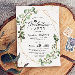 Eucalyptus Greenery Geometric Graduy Party Kaart