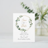 Eucalyptus Greenery Geometric Lijst Save the Date Briefkaart (Staand voorkant)