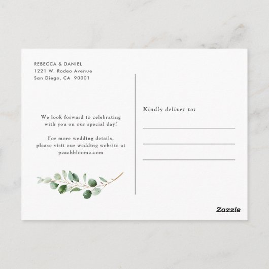 Eucalyptus Greenery Geometric Lijst Save the Date Briefkaart (Achterkant)