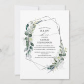 Eucalyptus Greenery Geometric Modern Baby shower Kaart (Voorkant)