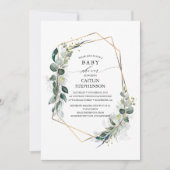 Eucalyptus Greenery Geometric Modern Baby shower Kaart (Voorkant)