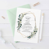 Eucalyptus Greenery Geometric Modern Baby shower Kaart