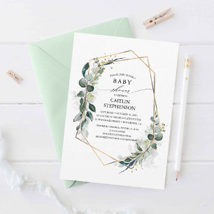 Eucalyptus Greenery Geometric Modern Baby shower Kaart