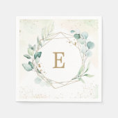 Eucalyptus Greenery Geometric Monogram Weddenschap Servet (Voorkant)