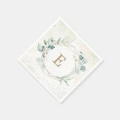 Eucalyptus Greenery Geometric Monogram Weddenschap Servet (Hoek)
