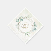 Eucalyptus Greenery Geometric Monogram Weddenschap Servet (Hoek)