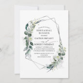 Eucalyptus Greenery Geometric Rehearsal Dinner Kaart (Voorkant)
