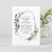 Eucalyptus Greenery Geometric Rehearsal Dinner Kaart (Staand voorkant)
