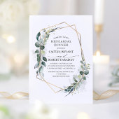 Eucalyptus Greenery Geometric Rehearsal Dinner Kaart