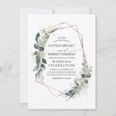 Eucalyptus Greenery Geometric Roos Gold Wedding Kaart (Voorkant)