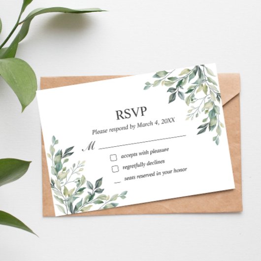 Eucalyptus Greenery Geometric RSVP Card Bedankkaart