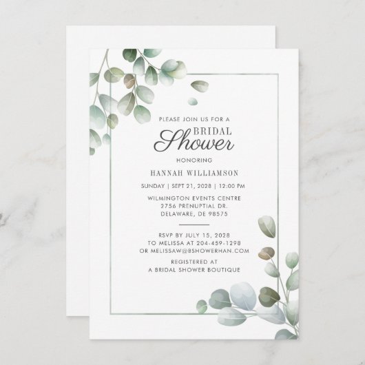 Eucalyptus Greenery Geometric Rustige Vrijgezellen Kaart (Voorkant / Achterkant)