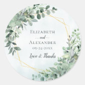 Eucalyptus Greenery Geometric Waterverf Wedding Ronde Sticker (Voorkant)