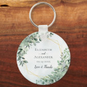 Eucalyptus Greenery Geometric Waterverf Wedding Sleutelhanger (Voorkant)