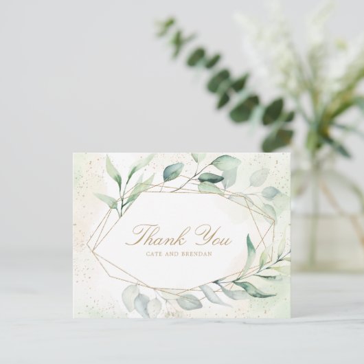 Eucalyptus Greenery Geometric Weddenschap Bedankt Briefkaart (Staand voorkant)