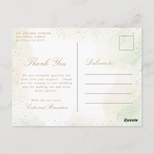 Eucalyptus Greenery Geometric Weddenschap Bedankt Briefkaart (Achterkant)