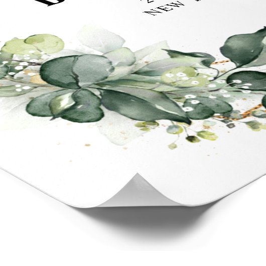 Eucalyptus Greenery Geometric Weddenschap Welkom Poster (Hoek)