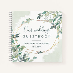 Eucalyptus Greenery Geometric Wedding Guest Book Notitieboek