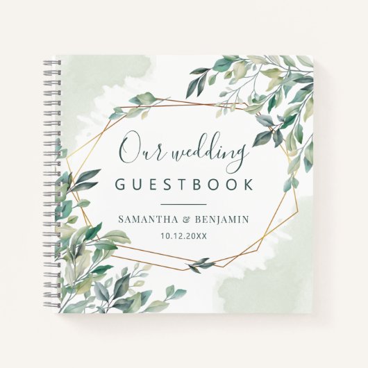 Eucalyptus Greenery Geometric Wedding Guest Book Notitieboek (Voorkant)