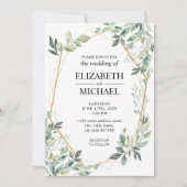 Eucalyptus Greenery Geometric Wedding Invitation Kaart (Voorkant)
