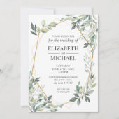 Eucalyptus Greenery Geometric Wedding Invitation Kaart (Voorkant)