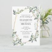 Eucalyptus Greenery Geometric Wedding Invitation Kaart (Staand voorkant)