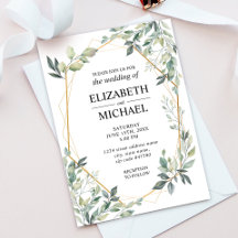 Eucalyptus Greenery Geometric Wedding Invitation