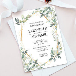 Eucalyptus Greenery Geometric Wedding Invitation Kaart