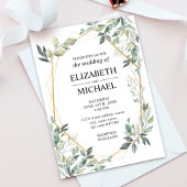 Eucalyptus Greenery Geometric Wedding Invitation Kaart