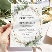 Eucalyptus Greenery Geometric Wedding Invitation Kaart