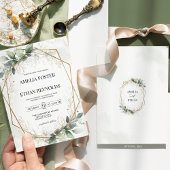 Eucalyptus Greenery Geometric Wedding Invitation Kaart