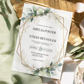 Eucalyptus Greenery Geometric Wedding Invitation Kaart