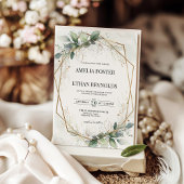 Eucalyptus Greenery Geometric Wedding Invitation Kaart