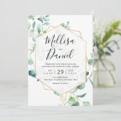 Eucalyptus Greenery Geometric Wedding Kaart (Staand voorkant)