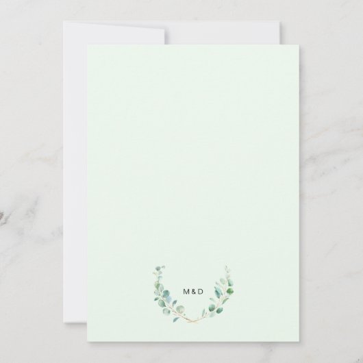 Eucalyptus Greenery Geometric Wedding Kaart (Achterkant)
