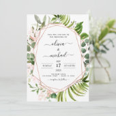 Eucalyptus Greenery Geometric Wedding Kaart (Staand voorkant)