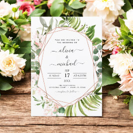 Eucalyptus Greenery Geometric Wedding Kaart