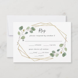 Eucalyptus Greenery Geometric Wedding Meal Choice RSVP Kaartje