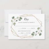Eucalyptus Greenery Geometric Wedding Meal Choice RSVP Kaartje (Voorkant)