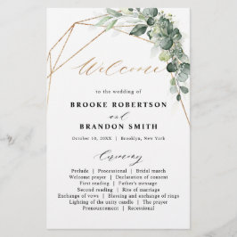 Eucalyptus Greenery Geometric Wedding Programme